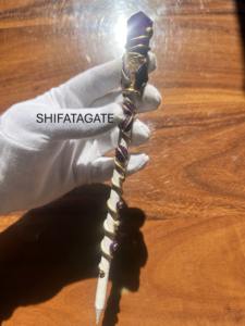 Varita mágica de cristal Natural de punto de piedra amatista de alta calidad para curación espiritual y trabajo energético estilo Feng Shui regalos de boda - Product Image 4