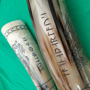 เขาควายแท้แกะสลักเป็นแก้วน้ำสไตล์ไวกิ้ง  งานฝีมือรักษ์โลก  ตกแต่งบ้านสไตล์สัตว์  คุณภาพพรีเมียมโดย FWE - Product Image 3