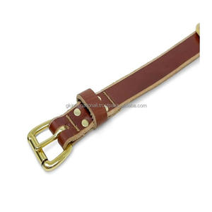 Raccords en laiton entièrement réglables faits à la main collier de chien en cuir marron double épaisseur pour toutes les tailles d'animaux de compagnie au prix de gros d'usine - Product Image 3