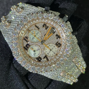 Relojes Clásicos Unisex Hechos a Mano con Diamantes Moissanite VVS1, Correa de Acero Inoxidable, Esfera Analógica Mecánica - Product Image 1