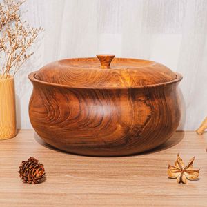 Pot à roti élégant en bois, boîte à chapati en bois naturel, vaisselle traditionnelle indienne, rangement pour la cuisine - Product Image 4