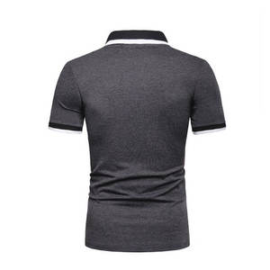 Polo pour homme à blocs de couleur, manches courtes, tricoté, style décontracté, noir, blanc, gris - Product Image 4