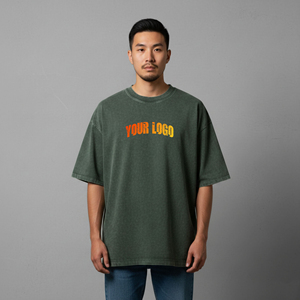 เสื้อยืดโลโก้ OEM แบบกำหนดเอง คุณภาพสูง ดีไซน์ย้อมสีแบบแอซิดวอช ผ้าฝ้าย 100% ระบายอากาศได้ดี ทรงโอเวอร์ไซส์ สีพื้น เป็นมิตรกับสิ่งแวดล้อม สไตล์สตรีทแวร์ - Product Image 1