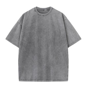 Camiseta Oversize de Algodón 100% Lavado Ácido al por Mayor, 250GSM, de Alto Gramaje para Hombre, Camisetas Vintage Lisas Personalizables - Product Image 5