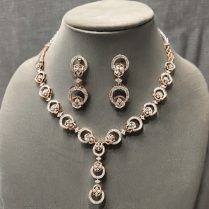 Vòng cổ kim cương tự nhiên của phụ nữ thiết lập với bông tai 14 Karat Trắng/Vàng IGI chứng nhận rực rỡ cắt thiết kế tân Gothic - Product Image 2