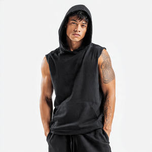 Débardeur à capuche sans manches pour homme, en tissu polaire, pour le yoga, l'entraînement, le fitness et le jogging urbain, collection printemps - Product Image 1