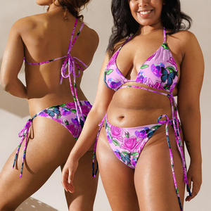 Wholesale Women 3 Piece <b>Bikini</b> <b>Set</b> Sexy Bathing Suit Tie Dyed Sexy Bandage Halter <b>Bikini</b> Beachwear Swimsuit Beach Cover up - Product Image 5