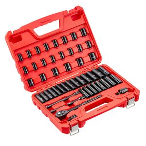 Set di 50 Pezzi di Chiavi a Bussola per Riparazione Auto, Attacco da 3/8 Pollici, con Bussole Profonde e Poco Profonde a 6 Punte, da 5/16 a 3/4 Pollici SAE e da 8 a 22 Pollici Metrici - Product Image 2