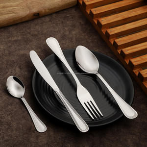 Gold PVD Beads Stainless Steel Cutlery/<b>Flatware</b> Set Shinny Grade 202/304 Wedding Suitable-Includes Baby Spoon Fork Made India - Product Image 2