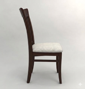 Chaise de salle à manger en bois massif avec assise rembourrée et dossier à lattes, chaise latérale en bois brun pour salle à manger et hôtel - Product Image 2