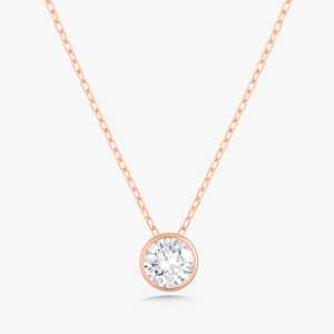 Colliers pendentifs en diamant en or massif 14 carats, sertis clos, ronds, de laboratoire, avec chaîne maille câble, pour superposition, 17 pouces, bijoux minimalistes pour usage quotidien - Product Image 3
