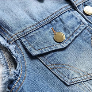 Hot Sale <b>Men's</b> Denim Vest Denim Jeans Regular Sleeveless Blue Single Button Breathable Compression 100% Cotton Denim Vest - Product Image 3