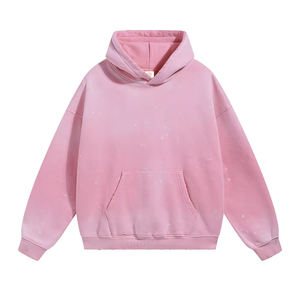 Sweat-shirt à capuche rose surdimensionné, couleur unie, décontracté, en molleton, avec poche avant, coupe classique, tricoté, unisexe - Product Image 1