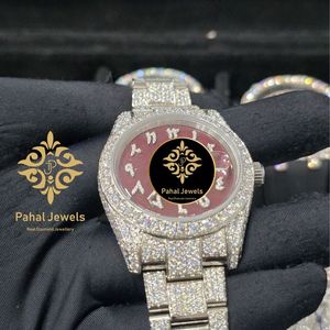นาฬิกาเพชรหรูสำหรับผู้หญิง Pahal Jewels ตัวเรือนสแตนเลสขนาด 41 มม. หน้าปัดคริสตัลแซฟไฟร์ สายขนาด 18 มม. แสดงวันที่แบบอนาล็อก ดีไซน์ทันสมัย - Product Image 4