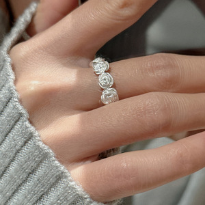 Anillo de compromiso de plata de ley S925, versión coreana, pequeño, mate, retro, estilo rosa, personalidad, simple, unisex, venta al por mayor - Product Image 2