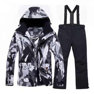Professional Men's Waterproof Camouflage <b>Ski</b> Suit Set Thermal Windproof Snowboard Jacket and Black Insulated Pants Gear - Product Image 4
