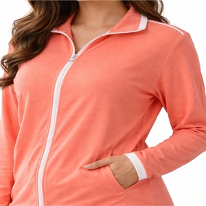 Women Custom Solid Color Contrast Stripe Tracksuit <b>Zip</b> <b>Up</b> <b>Jacket</b> & Jogger Pants Set Modern Style Breathable Tracksuit For Women - Product Image 4