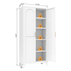 Mobili da soggiorno con 2 eleganti ante in metallo, ripiani regolabili, bianchi, 71FT FT - Product Image 3