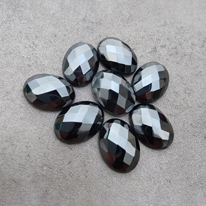 Pierre précieuse en hématite de qualité AAA+, taille ovale à facettes, dos plat, calibrée, en vrac, pour bijoux, toutes tailles - Product Image 6