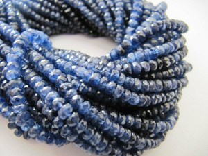 Perles facettées en saphir bleu naturel, 3-4 mm, saphir véritable non traité de Birmanie, vendues par brin de 8 pouces de long. - Product Image 4