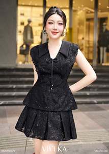 Blusa de Mujer con Encaje Floral Negro, Mangas Peplum, Cuello Grande con Lazo, Estilo Femenino, 100% Poliéster, MORNA - Product Image 4