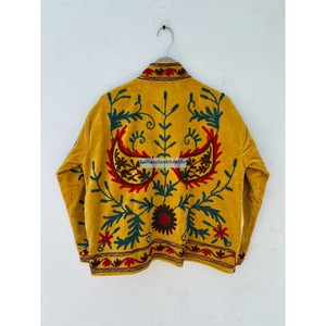 Veste à col mandarin pour femme brodée à la main, manches longues, motif floral, velours de coton, manteau de printemps - Product Image 6