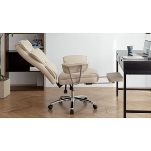 Silla Ejecutiva Grande y Alta para Oficina con Reposapiés, Ergonómica, Reclinable, Respaldo Alto, de Cuero, Cómoda, para Computadora - Product Image 6