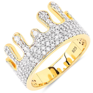 Anillo de Corona con Diamantes Simulados en Plata de Ley 925 con Baño de Rodio, Estilo Clásico Unisex para Uso Diario y Regalos de Boda - Product Image 4