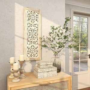 Panneau mural géométrique en bois de Sheesham sculpté - Art mural suspendu - Vente en gros Inde - Product Image 1