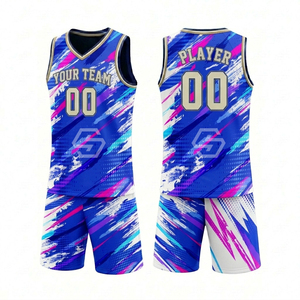 Tenue d'équipe de haute qualité pour jeunes, personnalisée, imprimée par sublimation, respirante, 100% polyester, ensemble de basket-ball rose, personnalisé pour hommes et femmes - Product Image 2