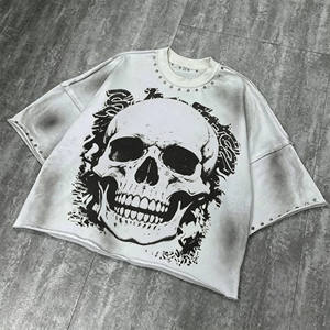 เสื้อครอปท็อป ผ้าเจอร์ซีย์คอตตอน 100% 280GSM ผ้าตาข่ายสองชั้น ทรงบ็อกซี่ ขายส่ง เสื้อสตรีทแวร์ถักแน่น ระบายอากาศได้ดี รับผลิตแบบ OEM สหรัฐอเมริกา - Product Image 1