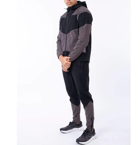 Ensemble survêtement homme en nylon coupe-vent personnalisé, veste et pantalon de jogging, couleurs contrastées, léger - Product Image 3