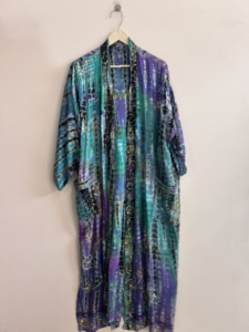 Lote al por mayor de kimonos vintage de crepé de seda teñidos a mano, estilo bohemio, para mujer - Product Image 5