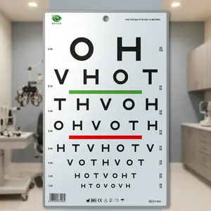 Tabla Optométrica HOTV con Barras Rojas y Verdes, Prueba de Examen de Agudeza Visual, 6 Metros, 20 Pies, 22 Pulgadas, Uso Manual en Hospitales - Product Image 1