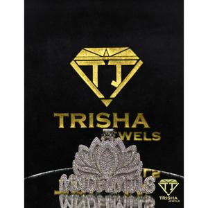 Pendentif personnalisé en forme de fleur de lotus, plaqué rhodium, argent sterling 925, serti de pierres, bijoux hip hop, cadeau unisexe, Trisha Jewels - Product Image 2