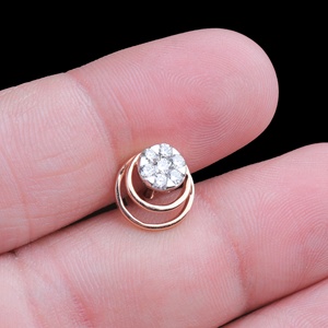 Pendientes de tuerca con espiral geométrica de oro rosa macizo de 14K y diamantes naturales, joyería fina, Memoria Jewels, venta al por mayor - Product Image 6