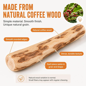 Bâton à mâcher pour chien en bois de café du Vietnam 100% naturel, durable, sans éclats, jouet pour soins dentaires pour les chiens agressifs - Product Image 1