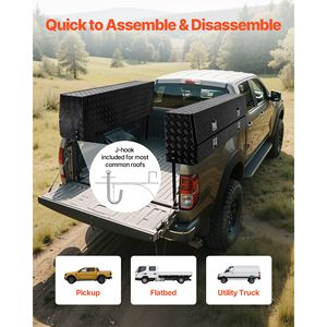 Cassetta Portautensili per Camion da Lavoro con Porta Ribaltabile in Alluminio Nero 81,5 X 21 X 13 Pollici e Due Cassetti Inferiori per Stoccaggio - Product Image 4