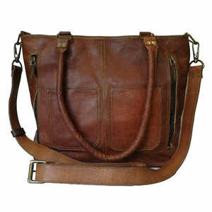 Sac fourre-tout surdimensionné en cuir et denim brodé géométrique pour homme, vente en gros, sacs à main de luxe personnalisés pour l'automne - Product Image 4