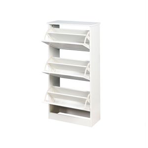 Scarpiera portaoggetti in legno a 3 porte bianche 20.94x9.45x43.11 pollici porta a scatto per ingresso scarpiere - Product Image 4