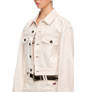 Chaqueta Corta de Mezclilla Blanca para Mujer, Estilo Casual, 100% Algodón, con Botones, Marca Leathertex Classic - Product Image 3