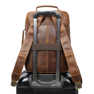 Brown Genuine <b>Leather</b> <b>Backpack</b> Tote Convertible <b>Laptop</b> Bag Minimalist Large Capacity Zipper Carry for Office Travel - Product Image 2