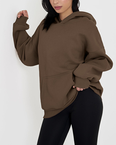 Sweat-shirt à capuche pour femme en coton 100% de luxe, style streetwear, coupe oversize, avec logo brodé sur le devant, anti-plis et respirant - Product Image 3