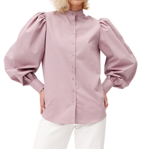 Blusa Elegante para Mujer con Mangas Fruncidas y Cuello con Botones, Top Informal de Moda, Tela de Chifón, Corte Regular, Antibolitas y Transpirable - Product Image 1