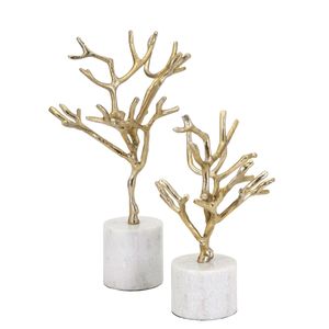 Ornement décoratif élégant en aluminium métallique en forme d'arbre avec surface en bois pour la décoration intérieure et l'aménagement de la maison - Product Image 2