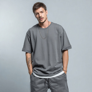 <b>100</b>% <b>Polyester</b> Cotton Drop Shoulder Tee <b>Shirts</b> Men's Summer Casual T <b>Shirts</b> Men Outdoor Lightweight Baggy T <b>Shirt</b> Mens - Product Image 3