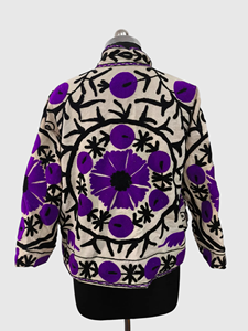 Chaqueta de Algodón con Cuello Mandarín y Bordado Floral a Mano, Manga Larga, Largo Regular, para Mujer, Estilo Prairie Chic, Ropa de Primavera - Product Image 6