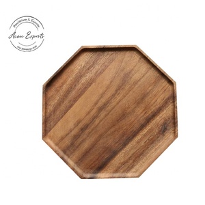 Rustic Octagonal Acacia Wood Serving Tray Sophisticated Natural Grain Elegant Design Durable Construction Versatile <b>Cheese</b> - Product Image 3