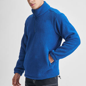 Men's Blue Fleece <b>Quarter</b>-<b>Zip</b> Pullover <b>Sweater</b> Regular Sleeve Solid Color Anti-Pilling Knitted Autumn Wear - Product Image 4