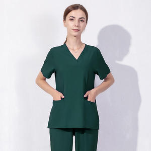 Conjunto de Uniforme Médico Transpirable con Cuello en V, Manga Corta, para Uso Hospitalario, con Bolsillos, Unisex, Servicio OEM - Product Image 4